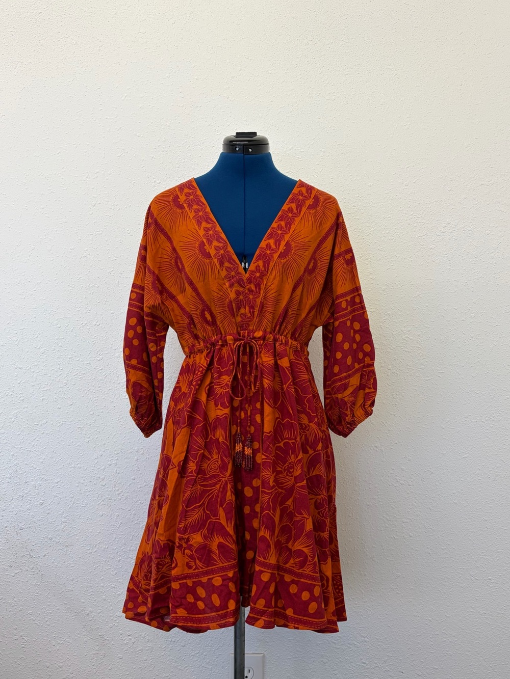 FARM Rio Anthropologie Orange Tunic Mini Dress Size S - Picture 3 of 11